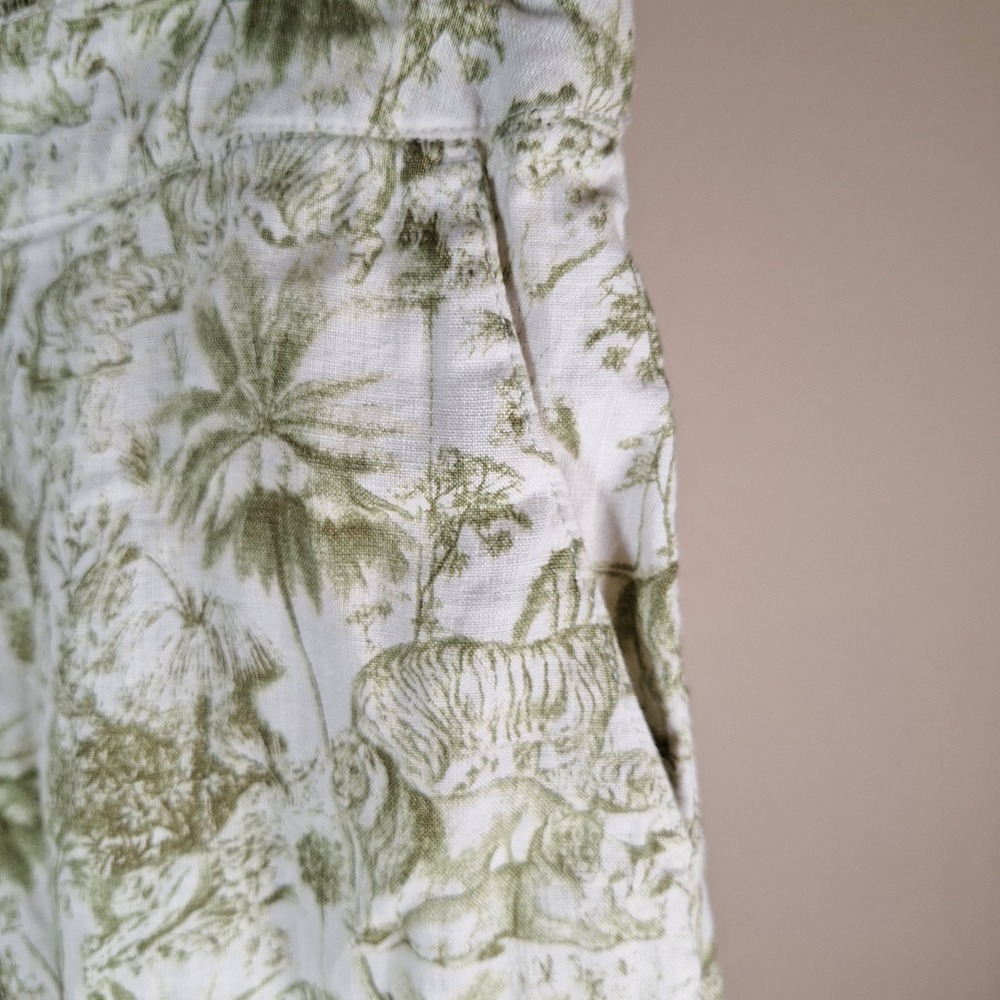 Rachel Zoe 100% Linen Wide Leg Lions Tigers Boho Beachy Lounge Pants Medium - Picture 4 of 10